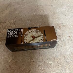 Vintage Brown Wooden Napkin Ring Set